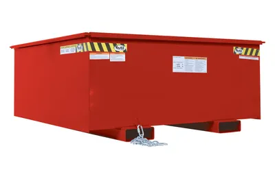 Vestil Steel Rotating Heavy Duty Box Hopper 1-1/4 Cubic Yard 6,000 Lb. Capacity Red
