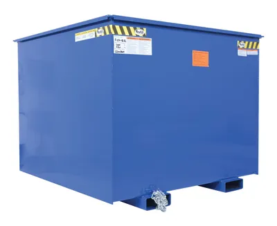 Vestil R-250-HD-BL rotational box hopper shown from an alternate angle