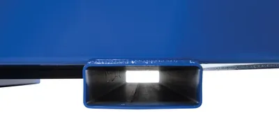 Vestil R-250-HD-BL rotational box hopper shown from an alternate angle
