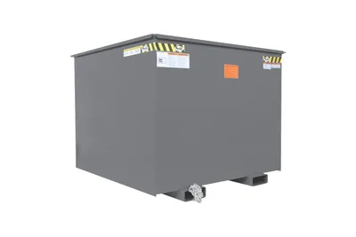Vestil Steel Rotating Heavy Duty Box Hopper 2-1/2 Cubic Yard 6,000 Lb. Capacity Gray Semi Gloss