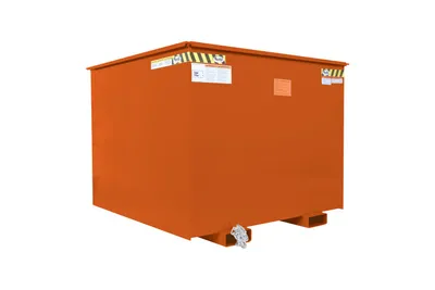 Vestil Steel Rotating Heavy Duty Box Hopper 2-1/2 Cubic Yard 6,000 Lb. Capacity Orange