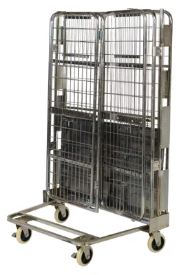 Vestil ROL-185 foldable nestable roller container shown from an alternate angle