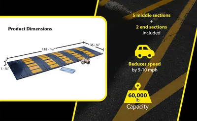 Vestil RSH-120-36-A rubber speed hump feature highlights