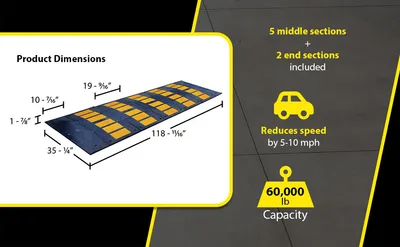 Vestil RSH-120-36-C rubber speed hump feature highlights
