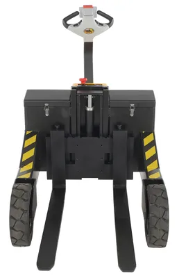 Vestil RT-EPT-3-24 electric powered rough terrain pallet truck shown from an alternate angle
