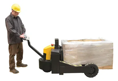 Vestil RT-EPT-3-24 electric powered rough terrain pallet truck shown from an alternate angle