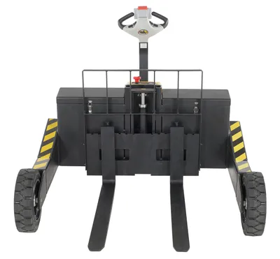 Vestil RT-EPT-3-48 electric powered rough terrain pallet truck shown from an alternate angle