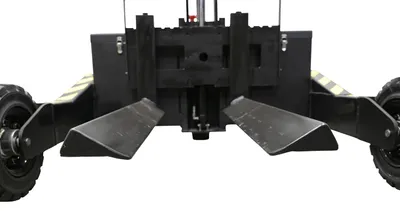 Vestil RT-EPT-RR-FK drum roll reel fork shown from an alternate angle