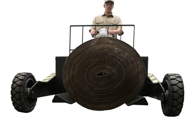 Vestil RT-EPT-RR-FK drum roll reel fork shown from an alternate angle