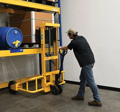 Vestil RT-MS-62-AF rough terrain stacker shown from an alternate angle
