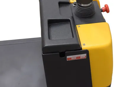 Vestil S-CB-NM-60 counter balanced narrow stacker w multi-use attachment shown from an alternate angle