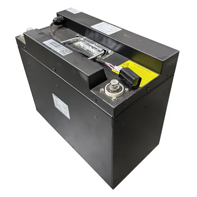 Vestil S-LION-BATT stackers with lithium ion battery shown from an alternate angle