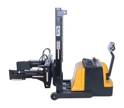 Vestil S-MU-VDGR-64-REACH fully powered vertical gripper rotator shown from an alternate angle