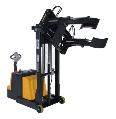 Vestil S-MU-VDGR-64-REACH fully powered vertical gripper rotator shown from an alternate angle