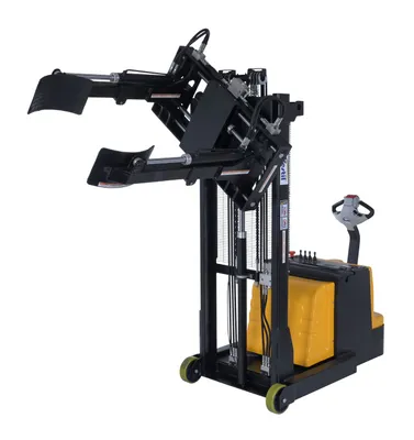 Vestil S-MU-VDGR-64-REACH fully powered vertical gripper rotator shown from an alternate angle