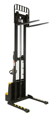 Vestil S2-118-AA-VS variable speed drive double mast fully powered stacker shown from an alternate angle
