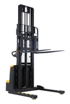 Vestil S2-118-AA-VS variable speed drive double mast fully powered stacker shown from an alternate angle