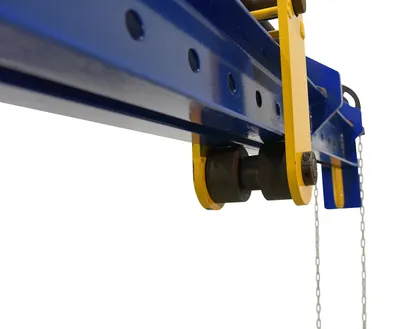 Vestil SBM-25-UBA-C spreader beam with adjustable hand chain crank bail shown from an alternate angle
