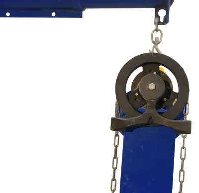 Vestil SBM-25-UBA-C spreader beam with adjustable hand chain crank bail shown from an alternate angle