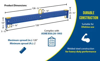 Vestil SBM-BFB-100-10 adjustable spreader beam feature highlights