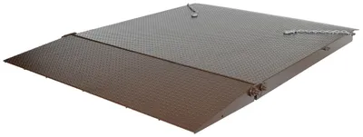 Vestil SCR-72 steel container ramps with flip-over bridge shown from an alternate angle