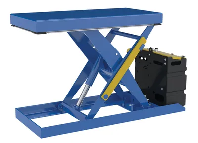 Vestil Steel Scissor Lift Table AC Power 51-9/16 In. x 20-1/2 In. x 32 In. 1,000 Lb. Capacity Blue