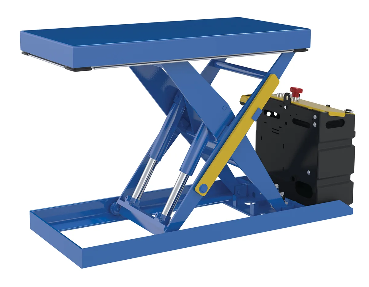 Vestil SCTAB-2000-2040-DC foot pump & powered scissor lift table