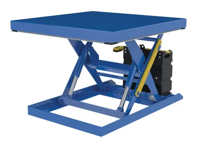 Vestil Steel Scissor Lift Table AC Power 55-3/8 In. x 42-3/8 In. x 32 In. 2,000 Lb. Capacity Blue