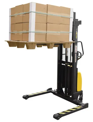Vestil SE/HP-63-AA combination hand pump and electric stacker shown from an alternate angle