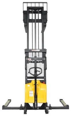 Vestil SE/HP-98-AA combination hand pump and electric stacker shown from an alternate angle