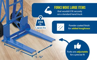 Vestil SFHT-20-250 adjustable fork hand truck feature highlights