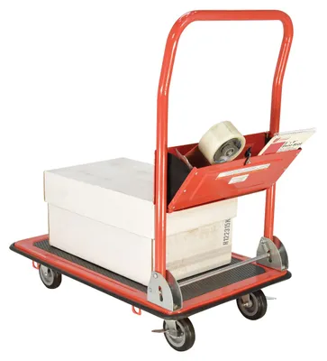 Vestil SFT-1929 steel folding handle platform truck shown from an alternate angle