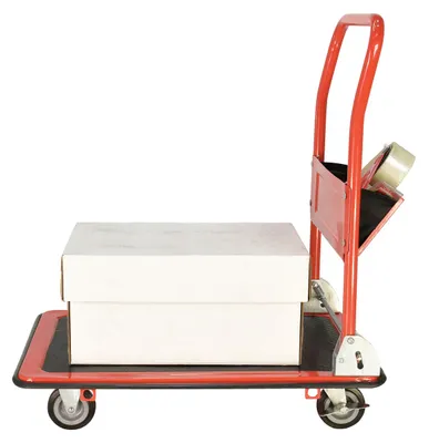 Vestil SFT-1929 steel folding handle platform truck shown from an alternate angle