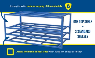 Vestil SHEET-R-57-HB-2 horizontal sheet rack feature highlights