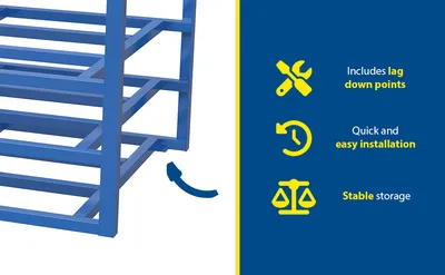 Vestil SHEET-R-57-HB-2 horizontal sheet rack feature highlights