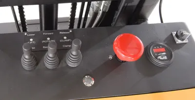 Vestil SL-118-PDGR semi-electric powered drum gripper shown from an alternate angle