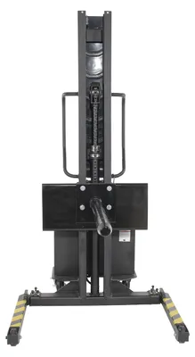 Vestil SLNM-AA-PRP narrow mast stackers with powered lift shown from an alternate angle
