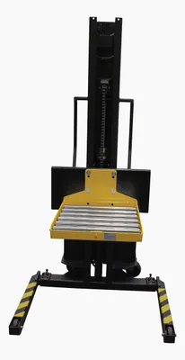 Vestil SLNM-AA-RP narrow mast stackers with powered lift shown from an alternate angle