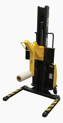 Vestil SLNM-AA-RR narrow mast stackers with powered lift shown from an alternate angle