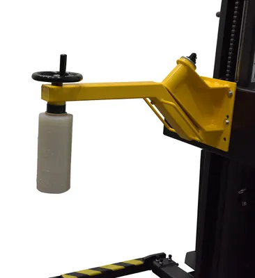 Vestil SLNM-AA-RR narrow mast stackers with powered lift shown from an alternate angle