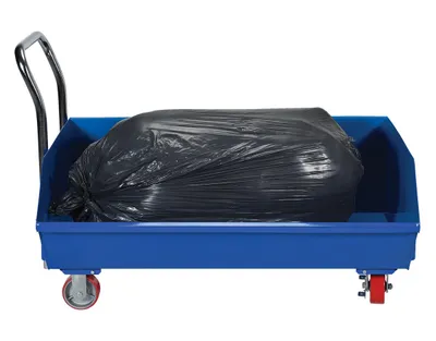 Vestil SLPT-33 low profile hopper shown from an alternate angle