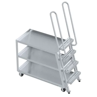 Vestil Aluminum High Duty Stock Picker Truck with Steel Ladder 22 In x 48 In 500 Lb. Capacity