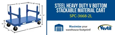 Vestil SPC-3668-2L heavy duty stackable material cart feature highlights