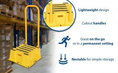 Vestil SPN-1-YL-HR step poly nestable feature highlights