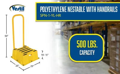 Vestil SPN-1-YL-HR step poly nestable feature highlights