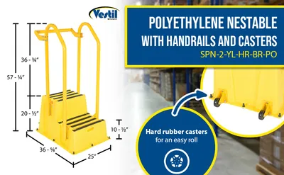 Vestil SPN-2-YL-HR-BR-PO step poly nestable feature highlights