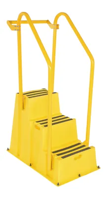 Vestil Polyethylene Nestable with Hand and Back Rails 3 Step 500 Lb. Capacity Yellow