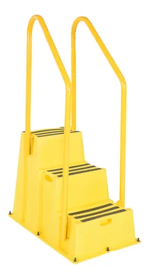 Vestil Polyethylene Nestable with Handrails Casters 3 Step 500 Lb. Capacity Yellow