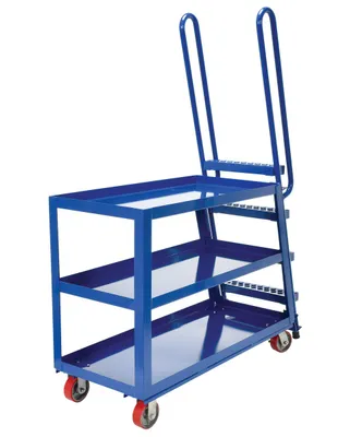 Vestil SPS-HD-2252-5PU hi-duty & hi-frame stockpicker truck shown from an alternate angle