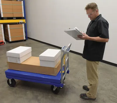 Vestil SPT-2448-SCL steel platform truck shown from an alternate angle